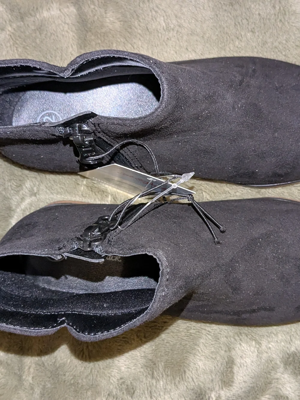 wonder nation Black Suede-Look Side Zip Ankle Boots - Picture 4 of 5